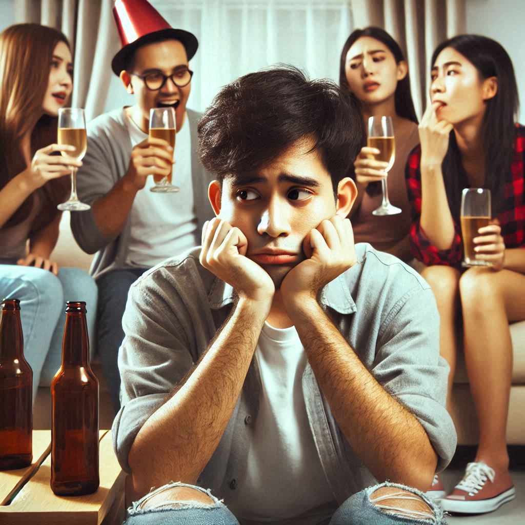 a man surrounded by people that bring him down